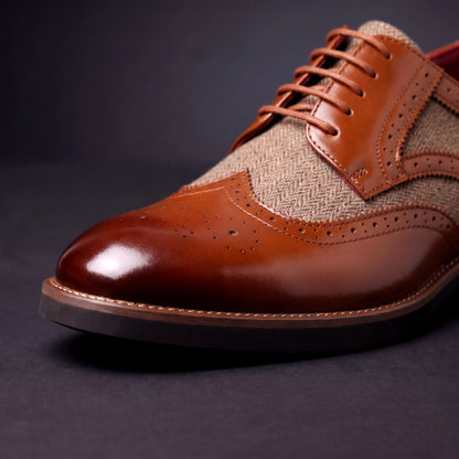Herren Wingtip Derby Schuhe Brogue Muster Schnürschuhe 4