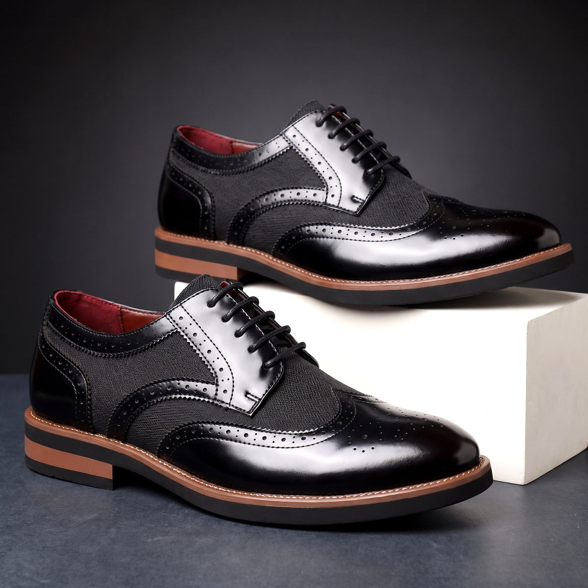 Herren Wingtip Derby Schuhe Brogue Muster Schnürschuhe 5