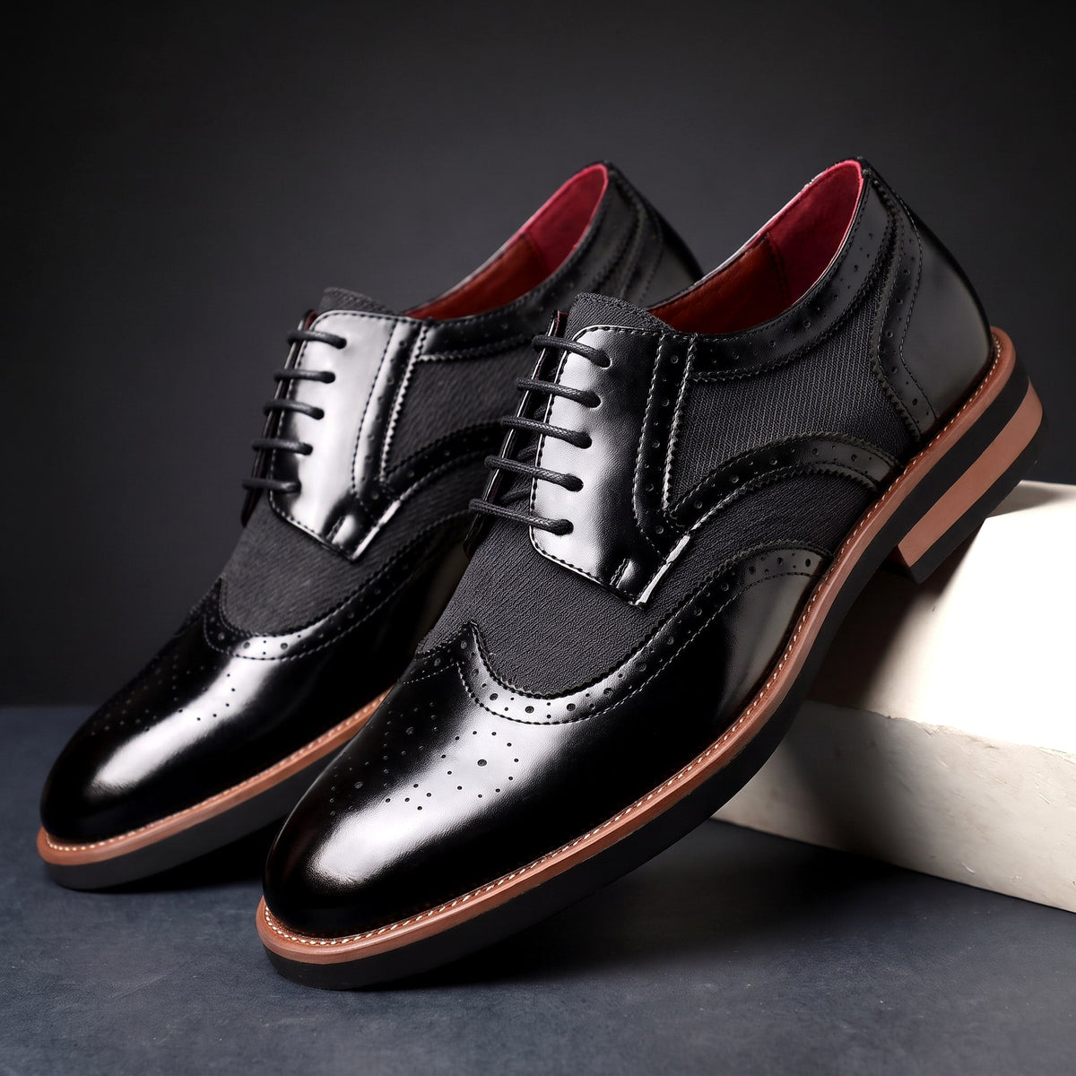 Herren Wingtip Derby Schuhe Brogue Muster Schnürschuhe 7