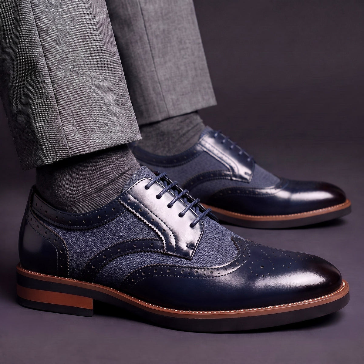 Herren Wingtip Derby Schuhe Brogue Muster Schnürschuhe 9