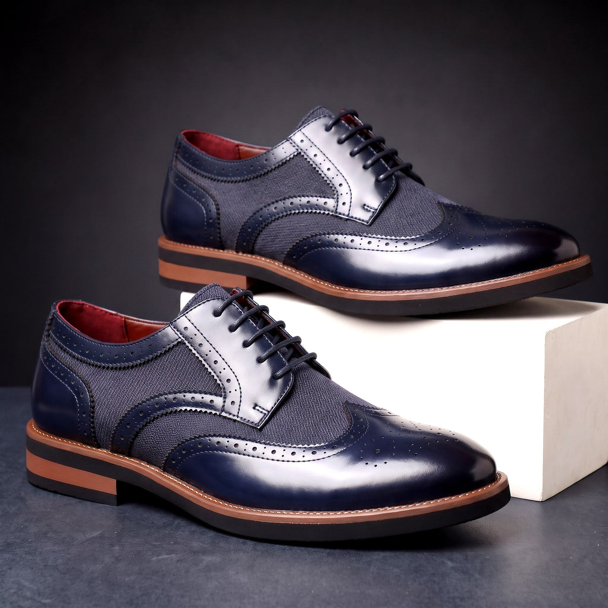 Herren Wingtip Derby Schuhe Brogue Muster Schnürschuhe 8