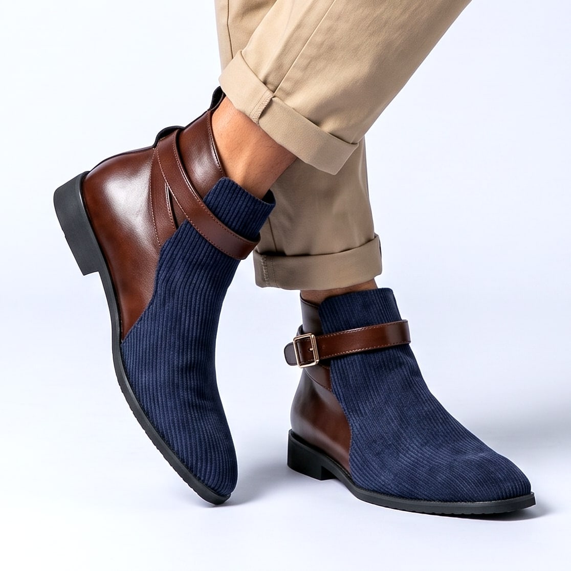 Herren Stiefeletten Verstellbare Schnalle Boots Schuhe 2