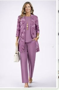 Cardigan Set Damen | 3-teilig mit Weste und Hose 42