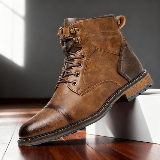 Aldric | Herren Schnürboots Stiefeletten mit Kappe - Light Brown - Image 1
