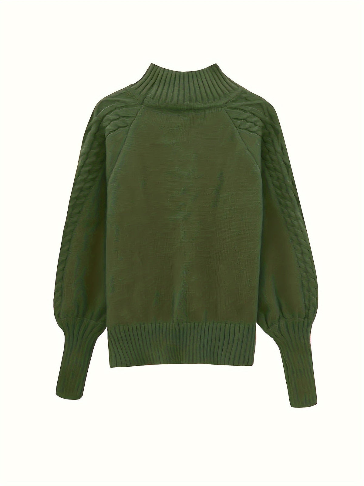 Aldwyna | Damen Zopfmuster Pullover Rollkragen Strickpullover - Olive Green - Image 6