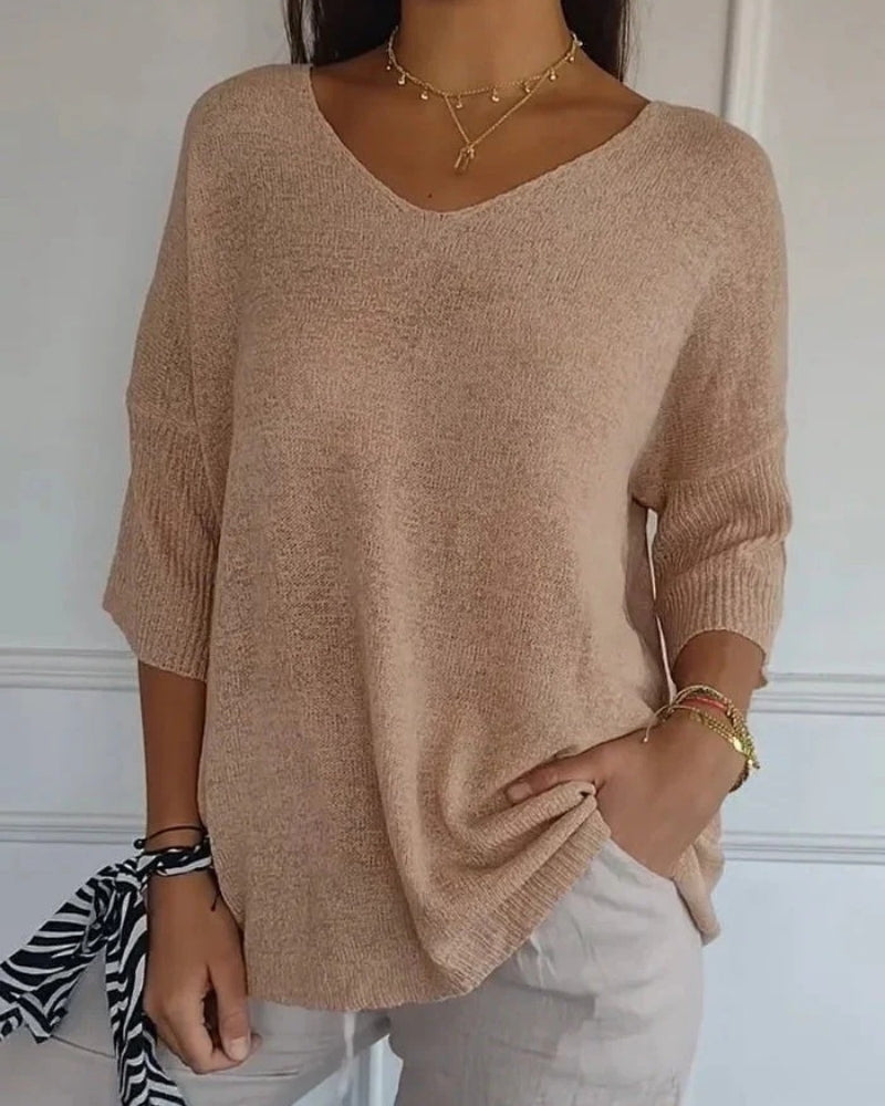 Strickbluse Damen | V-Ausschnitt & 3/4-Arm 3