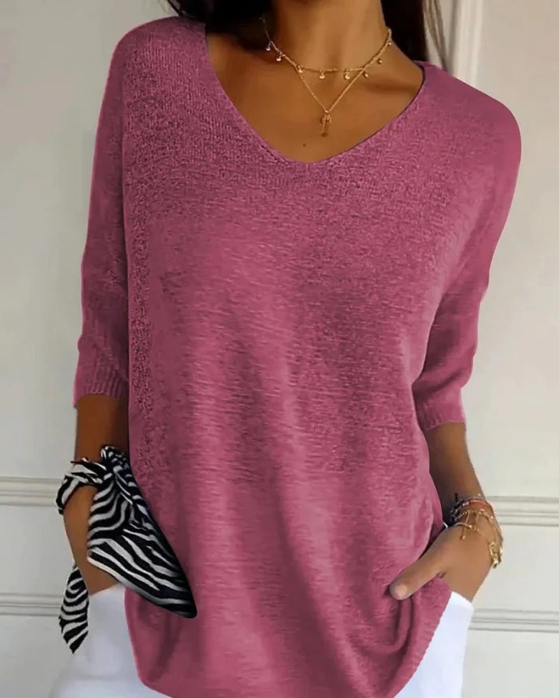 Strickbluse Damen | V-Ausschnitt & 3/4-Arm 4