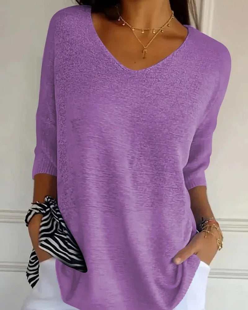 Strickbluse Damen | V-Ausschnitt & 3/4-Arm 5
