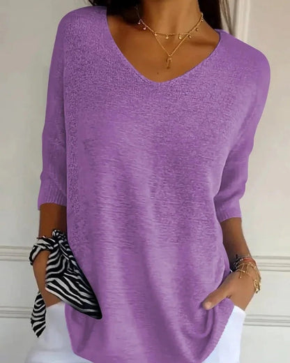 Strickbluse Damen | V-Ausschnitt & 3/4-Arm 5