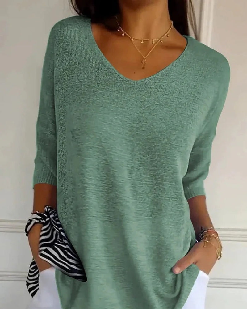 Strickbluse Damen | V-Ausschnitt & 3/4-Arm 7