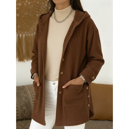 Almfrid | Damen Gestrickter Mantel mit Kapuze - Brown - Image 1