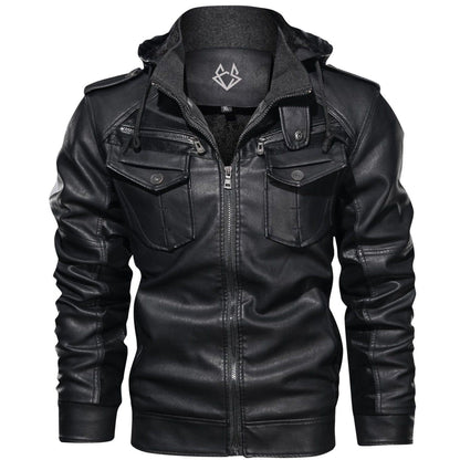 Herren Jacke Abnehmbare Kapuze Brusttaschen Reißverschluss 1