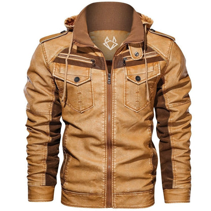 Herren Jacke Abnehmbare Kapuze Brusttaschen Reißverschluss 2