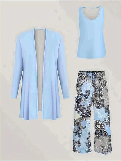 Cardigan Set Damen | 3-teilig mit Weste und Hose 21