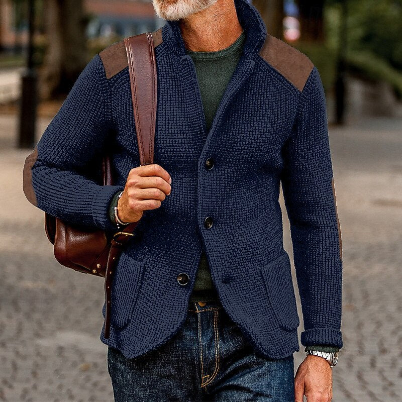 Baldomar | Herren Strickjacke mit Schulterpatches - Navy - Image 1