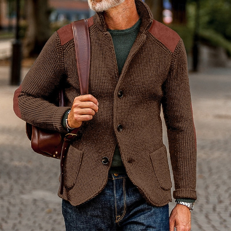 Baldomar | Herren Strickjacke mit Schulterpatches - Navy - Image 4