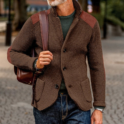 Baldomar | Herren Strickjacke mit Schulterpatches - Navy - Image 4