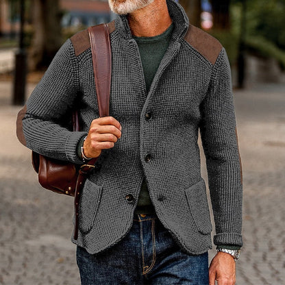 Baldomar | Herren Strickjacke mit Schulterpatches - Navy - Image 5