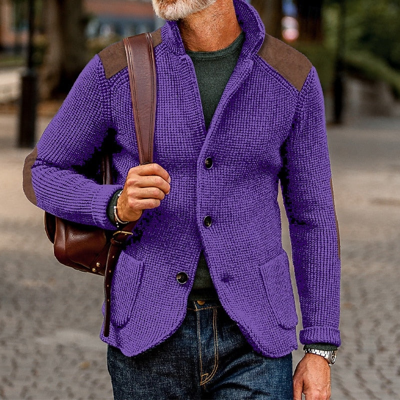 Baldomar | Herren Strickjacke mit Schulterpatches - Navy - Image 8