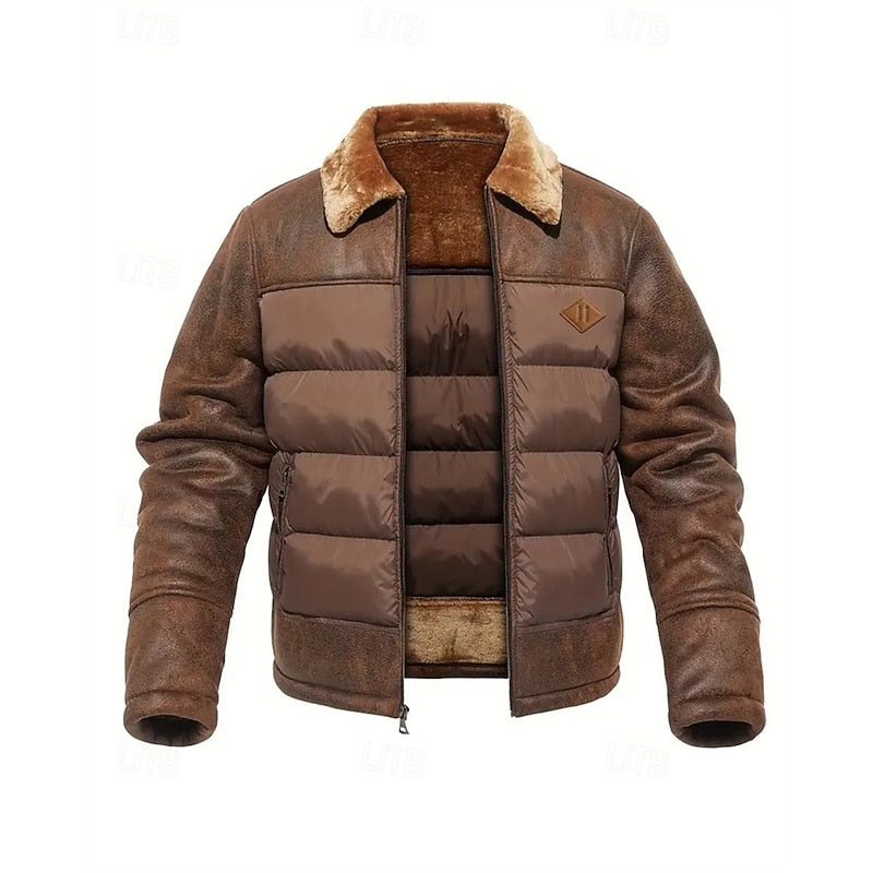 Baldwulf | Herren Steppjacke Gefüttert Winterjacke - Brown - Image 1