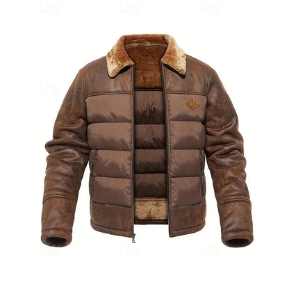 Baldwulf | Herren Steppjacke Gefüttert Winterjacke - Brown - Image 1