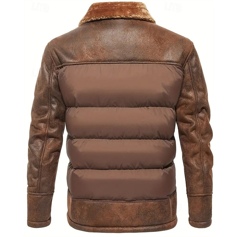 Baldwulf | Herren Steppjacke Gefüttert Winterjacke - Brown - Image 3