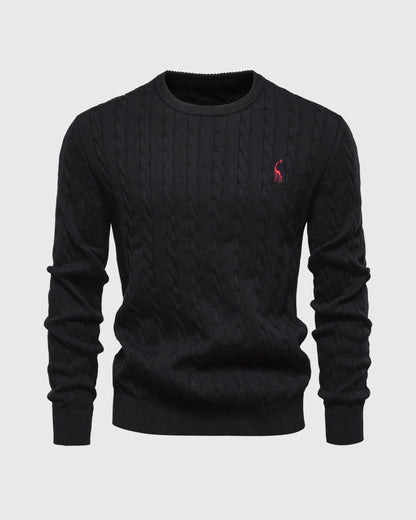 Bastian | Herren Zopfmuster Langarm Strickpullover - Beige - Image 3