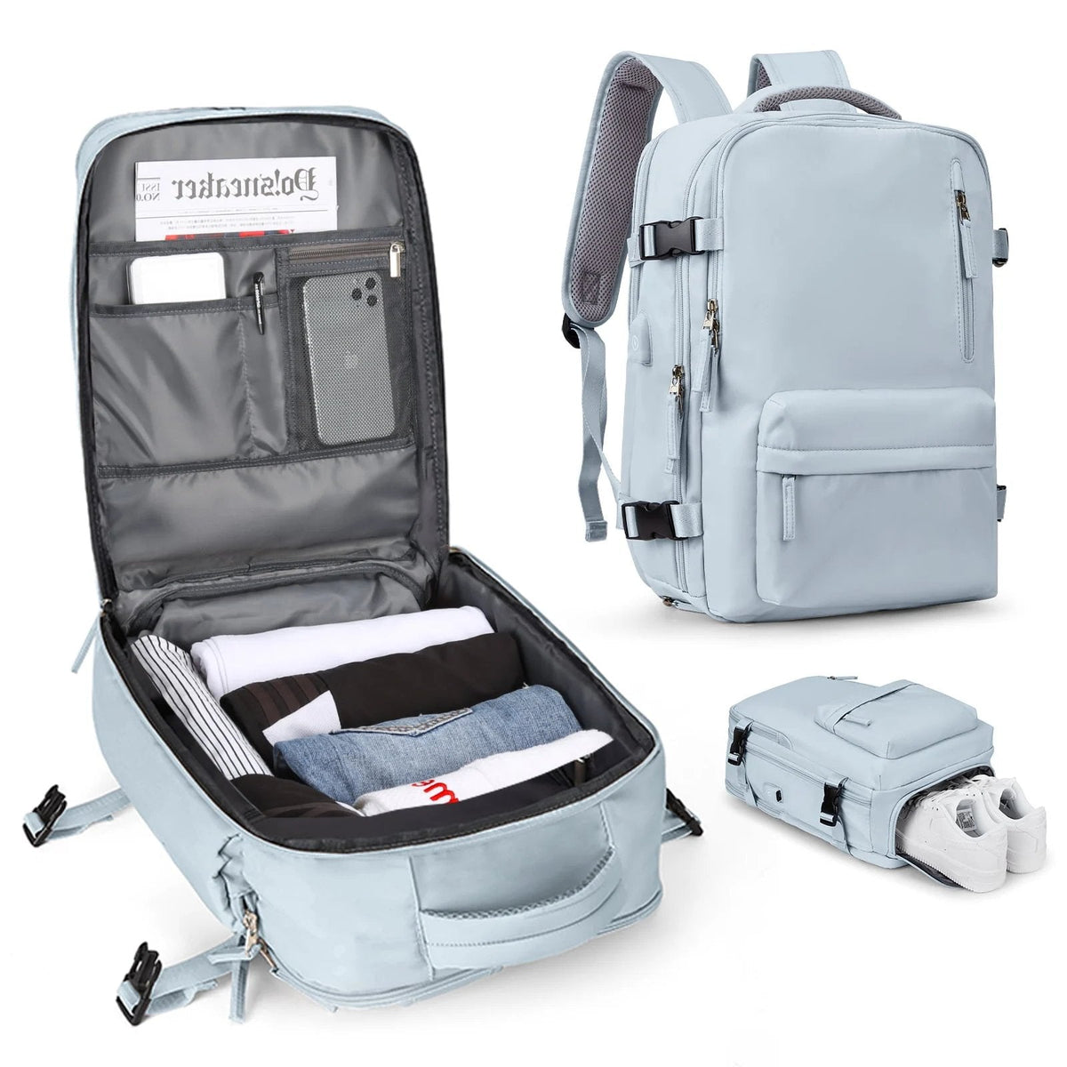 Damen Rucksack USB Anschluss Großes Fassungsvermögen 9