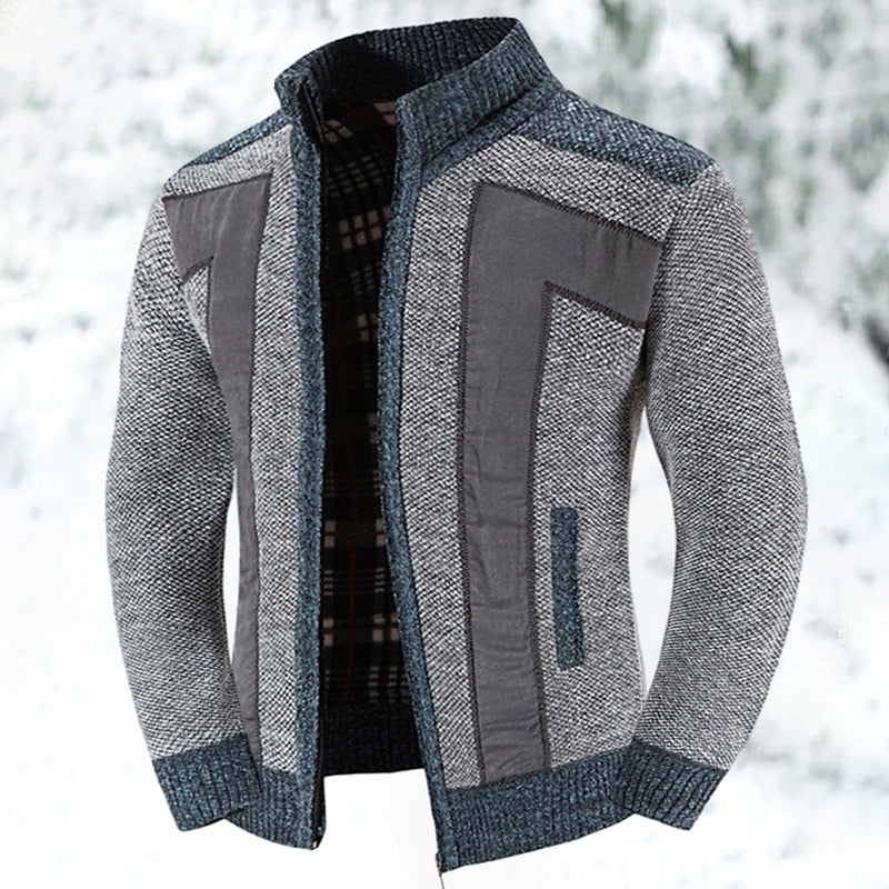Bertold | Herren Strickjacke Reißverschluss Colorblock - Grey - Image 1