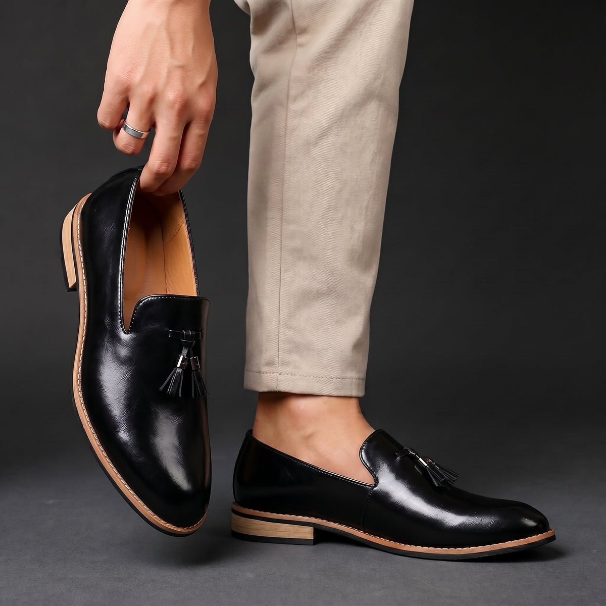 Herren Tassel Loafers Slip-on Schuhe Gepolsterte Sohle 4