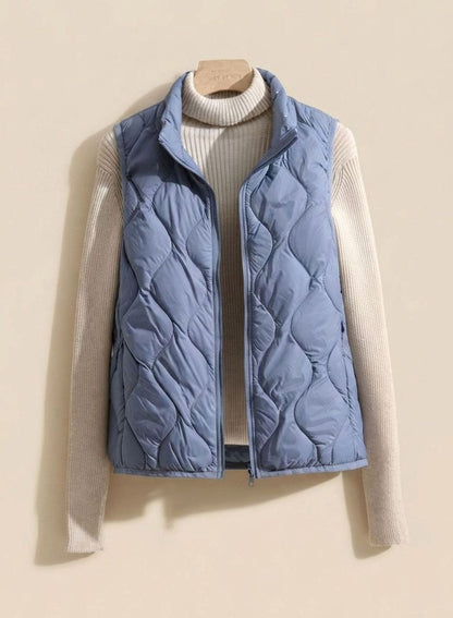 Bodywarmer Damen Gesteppte Weste mit Stehkragen - Dunstblau