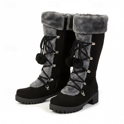 Bregunde | Damen Wasserdichte Winterstiefel Kniehoch - Black - Image 5