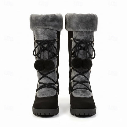 Bregunde | Damen Wasserdichte Winterstiefel Kniehoch - Black - Image 6