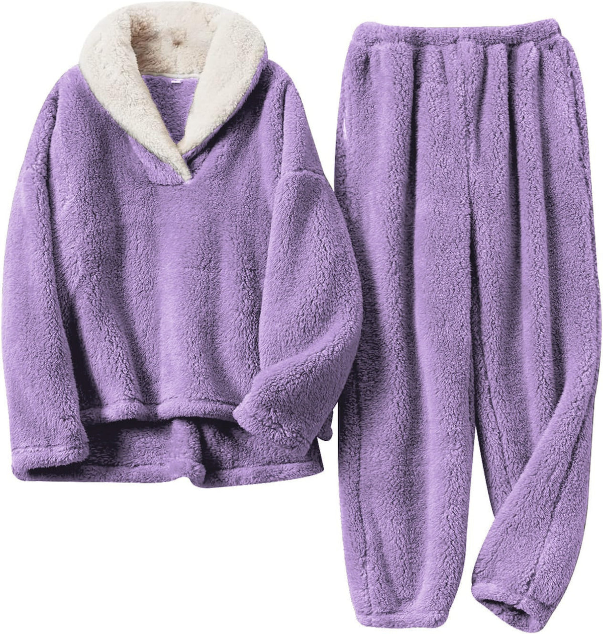 Bregwend | Damen Fleece Hausanzug Zweiteiliges Set - Cream - Image 6