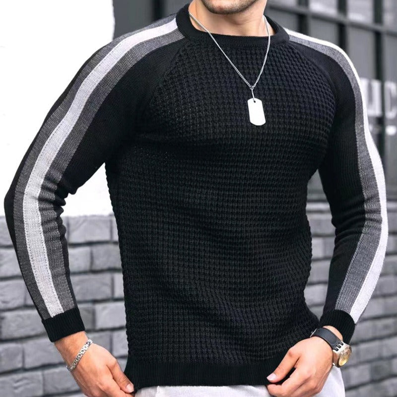 Brenvik | Herren Strickpullover Raglanärmel Kontraststreifen - Image 2