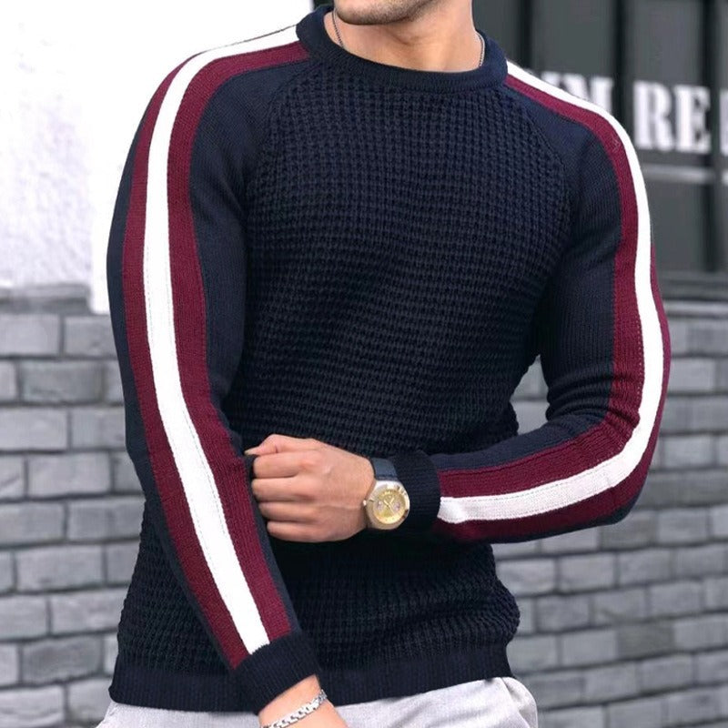 Brenvik | Herren Strickpullover Raglanärmel Kontraststreifen - Image 3