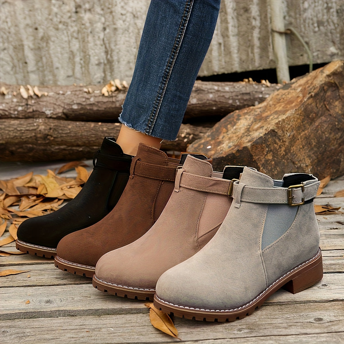 Brigitte | Damen Chelsea Ankle Boot mit Schnalle - Brown - Image 2