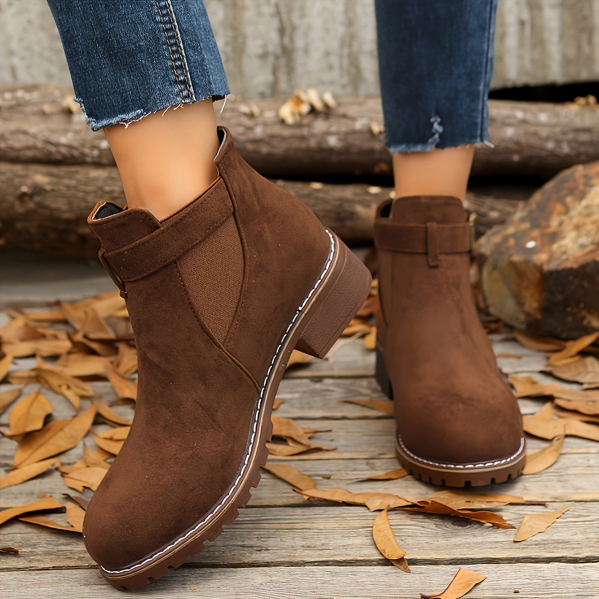 Brigitte | Damen Chelsea Ankle Boot mit Schnalle - Brown - Image 4