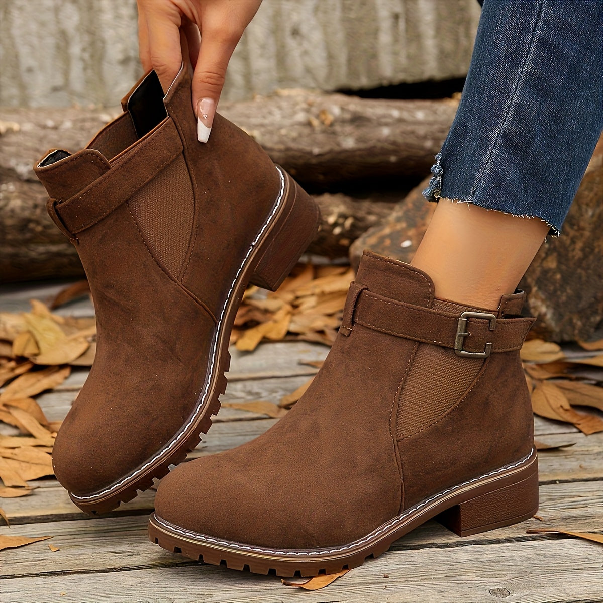 Brigitte | Damen Chelsea Ankle Boot mit Schnalle - Brown - Image 7