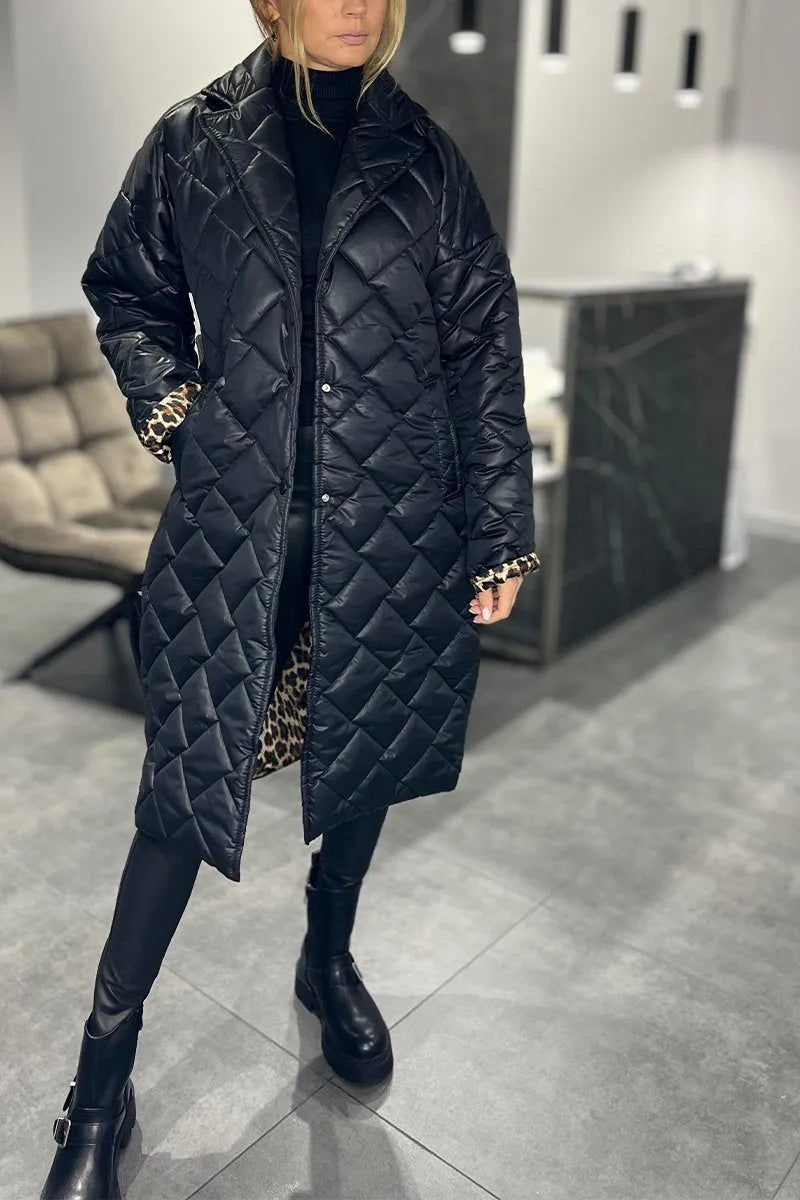 Brimdal | Damen Langer Steppmantel Wendejacke - Dark Brown - Image 6
