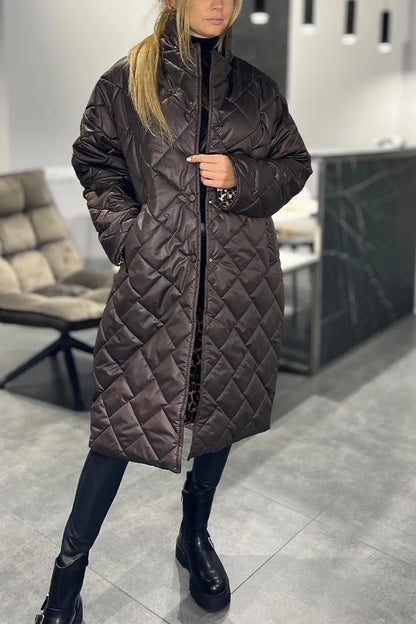 Brimdal | Damen Langer Steppmantel Wendejacke - Dark Brown - Image 9