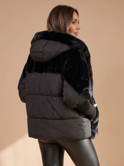 Brimdeva | Damen Gesteppte Winterjacke mit Kunstfell - Camel - Image 5