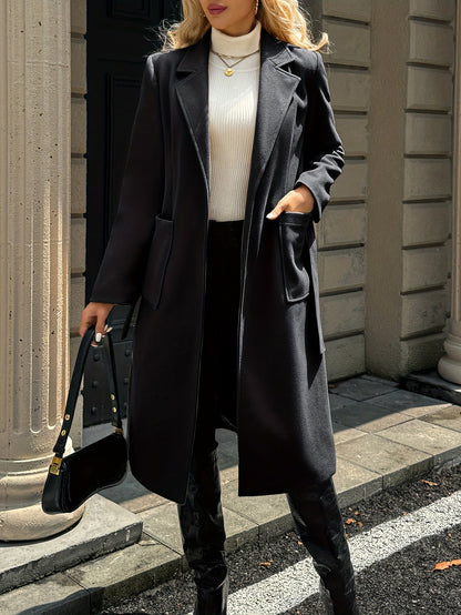 Brimdora | Damen Langer Mantel mit Bindegürtel - Camel - Image 15