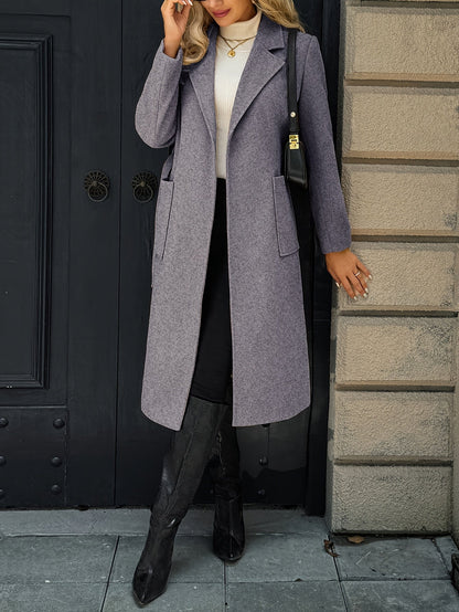 Brimdora | Damen Langer Mantel mit Bindegürtel - Camel - Image 22