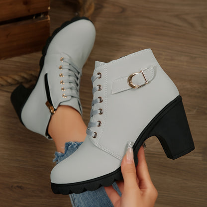 Brinja | Damen Ankle Boots mit Blockabsatz, 70 Zeichen - Light Grey - Image 6