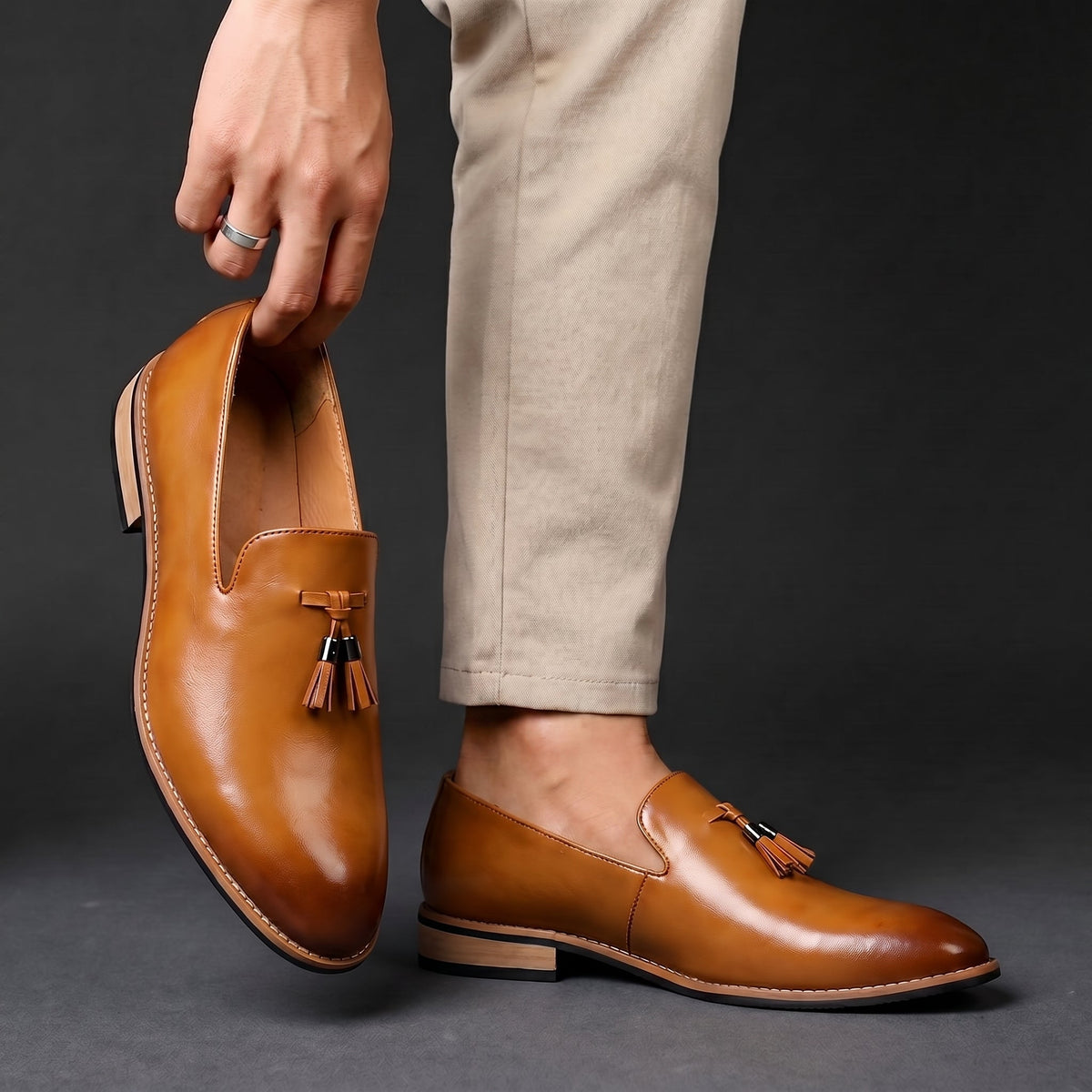 Herren Tassel Loafers Slip-on Schuhe Gepolsterte Sohle 6