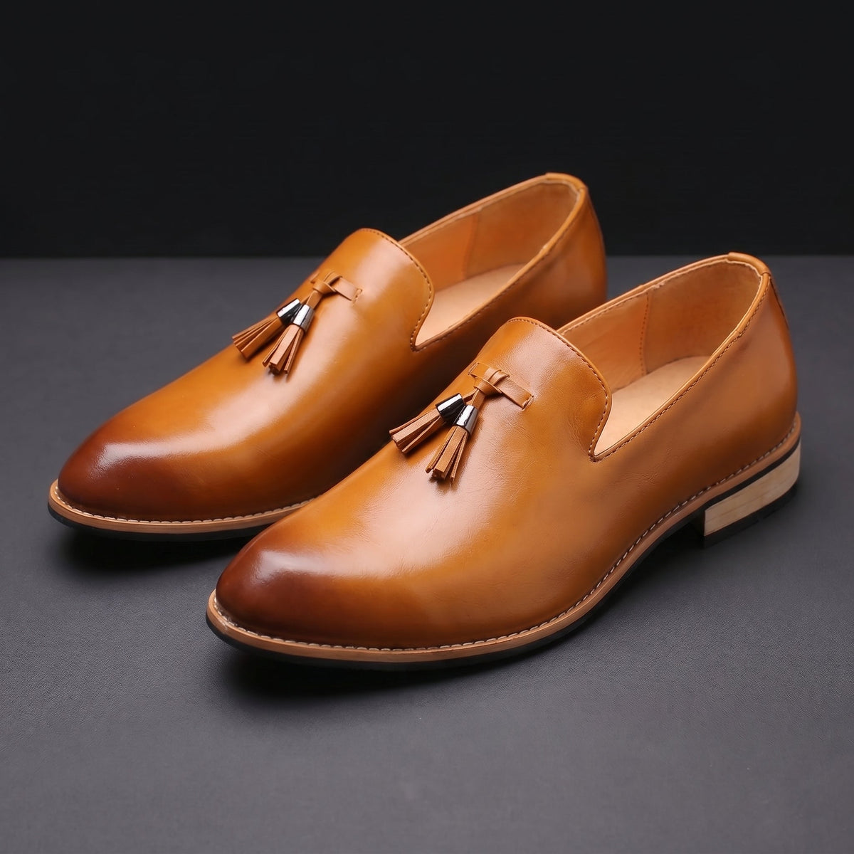 Herren Tassel Loafers Slip-on Schuhe Gepolsterte Sohle 5
