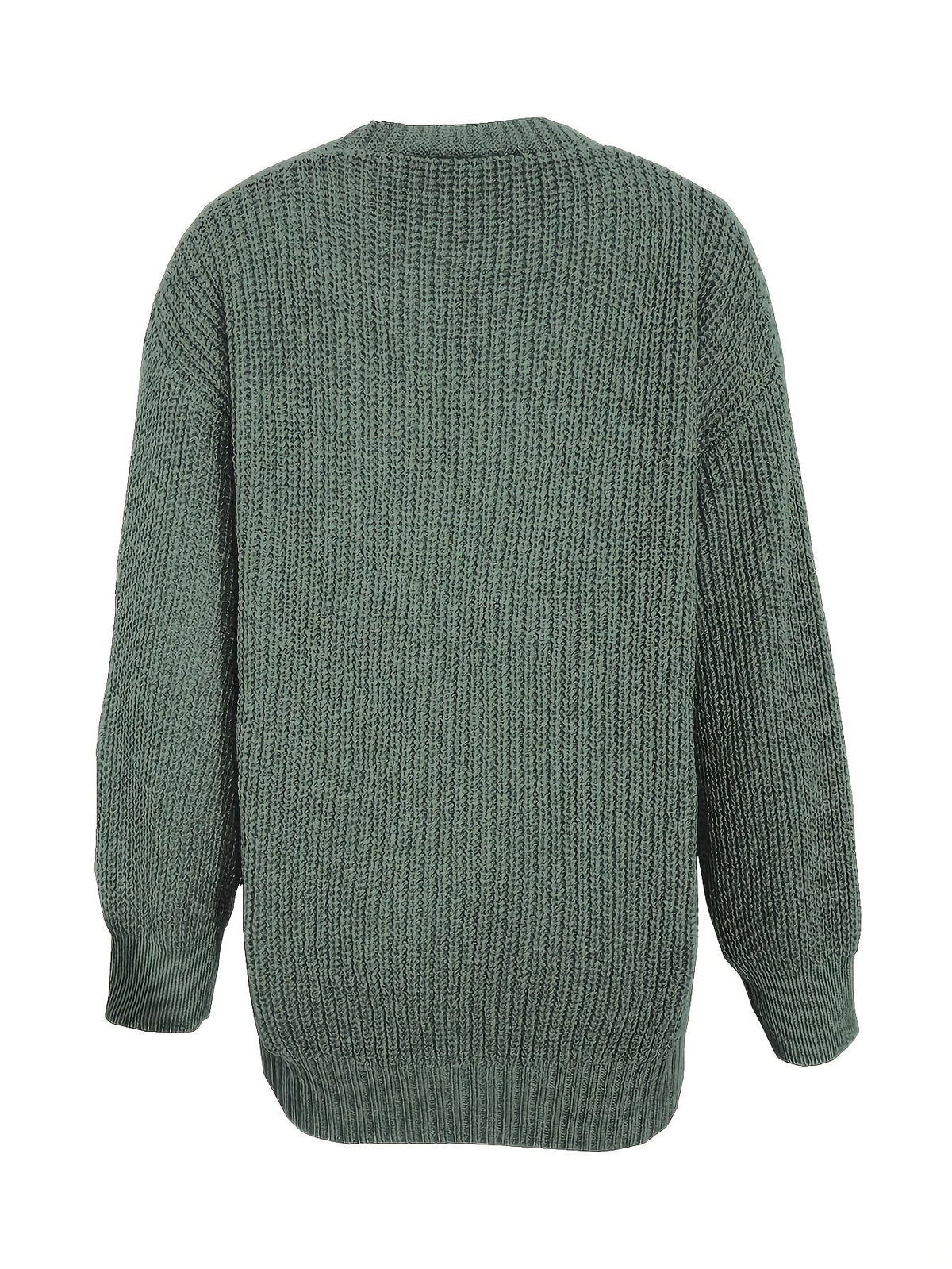 Brunike | Damen Oversize Strickjacke mit Knopfleiste - Olive Green - Image 7