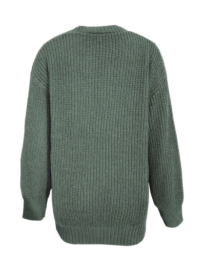 Brunike | Damen Oversize Strickjacke mit Knopfleiste - Olive Green - Image 7
