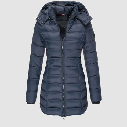 Brunwike | Damen Lange Steppjacke mit Kapuze - Dark Grey - Image 5